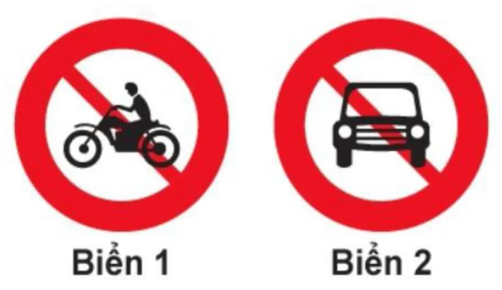 Hình minh hoạ: Biển nào dưới đây xe gắn máy được phép đi vào?
