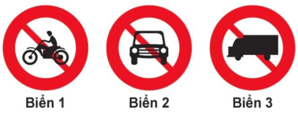 Hình minh hoạ: Biển nào báo hiệu cấm xe mô tô hai bánh đi vào?