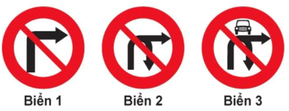 Hình minh hoạ: Biển nào cấm các phương tiện rẽ phải?
