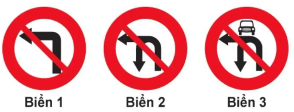Hình minh hoạ: Biển nào cấm các phương tiện rẽ trái?