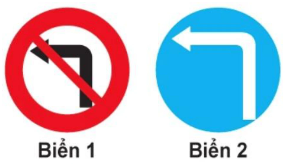Hình minh hoạ: Biển nào xe được phép quay đầu nhưng không được rẽ trái?