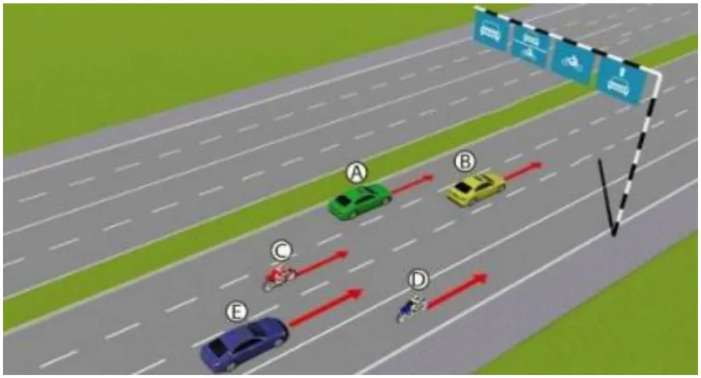 Hình minh hoạ: Trong hình dưới, những xe nào vi phạm quy tắc giao thông?